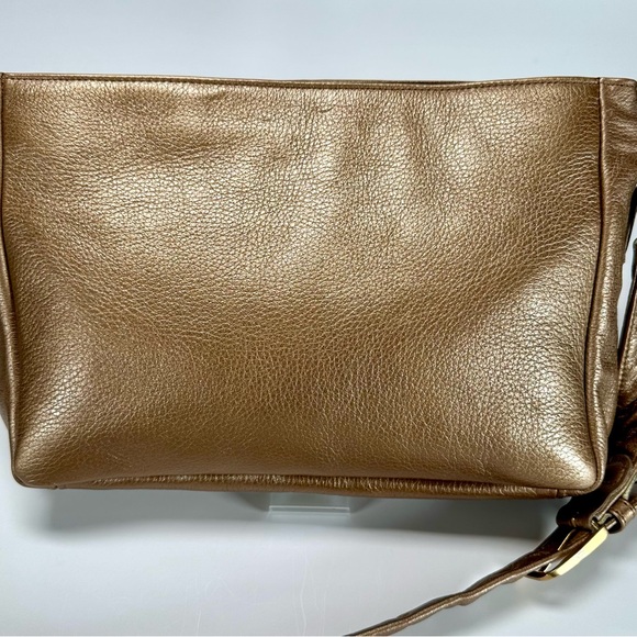 SAS Gold Metallic with Keychain Attachment hand Sewn Crossbody Leather - Picture 3 of 12